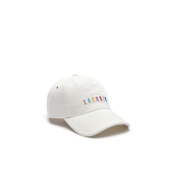 Lacoste Multicolored Logo Cotton Cap Pánské - Čepice Bílé | CZ-ABgfzW